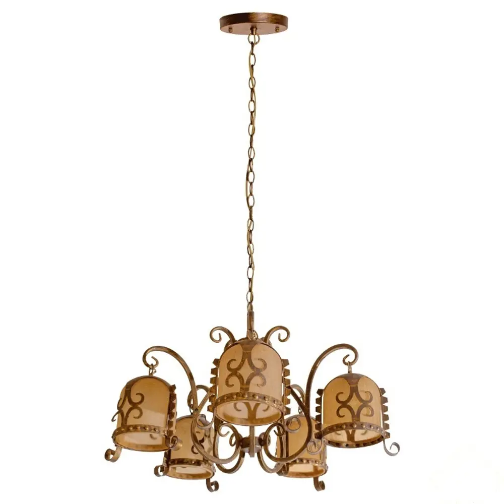 Люстра Самурай 5xE27x60 Вт, металл/стекло, цвет бронза/мультиколор MW-Light STLM-2069500