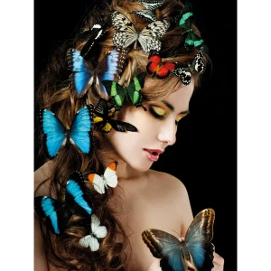 Картина на стекле Модель и бабочки AG 40-212 40x50 см