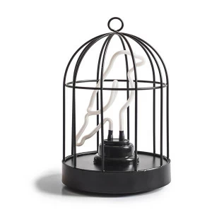Лампа настольная неоновая с подвесом 25,5х16 см черная Bird in a Cage SK NEONBIRD1 SUCK UK  00-3880793 Черный