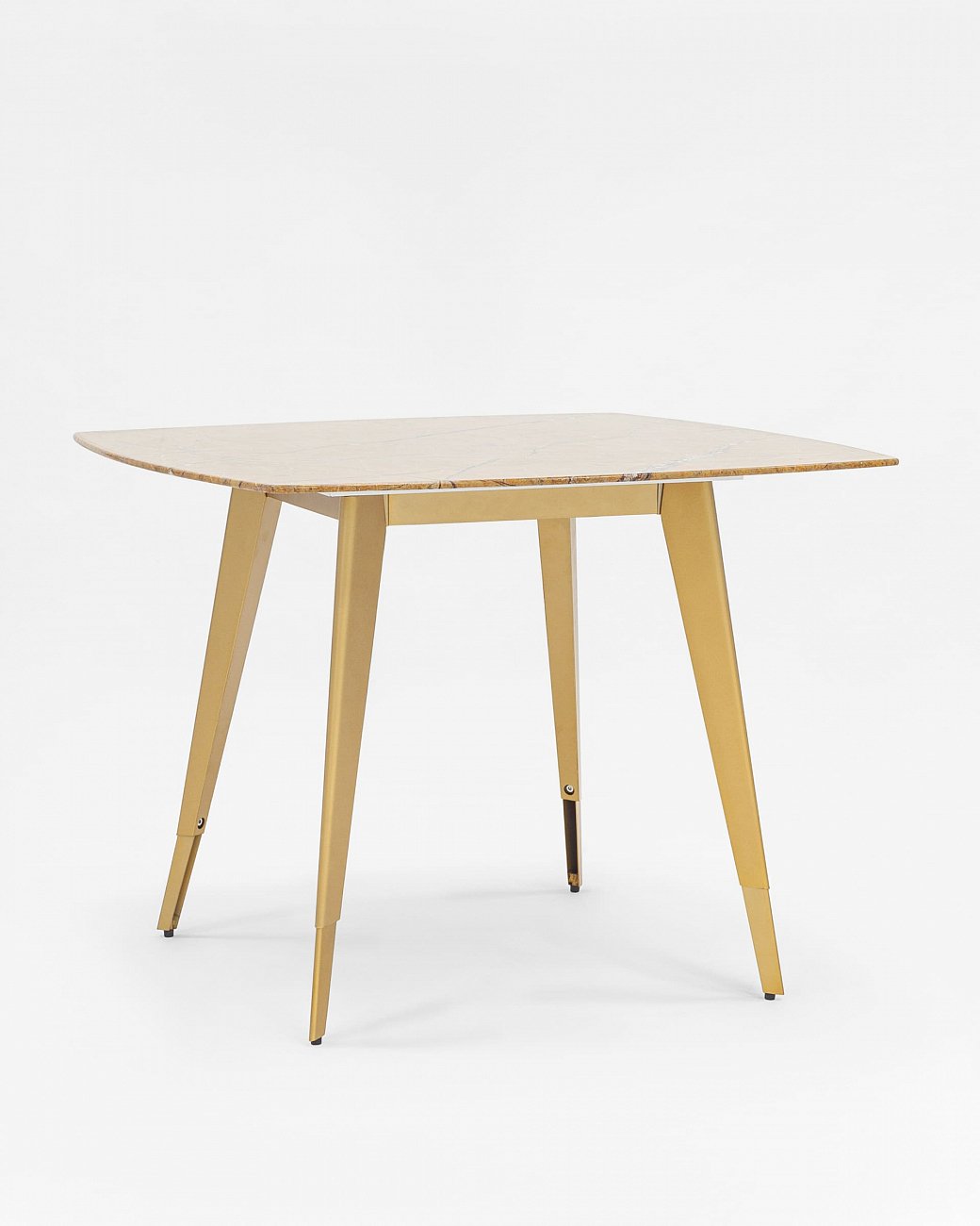 Стол обеденный квадратный со стеклянной столешницей, цвет охра с рисунком под мрамор 100х100 см "Рич STOOL GROUP  00-3958837 Желтый  - Вид №1