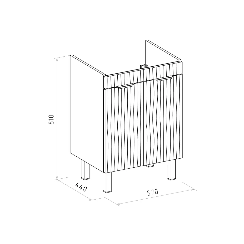 Тумба под раковину Флай 60.2D напольная 57 см цвет белый 89383298 STLM-2028137 Santreyd Тумба напольная - Вид №11