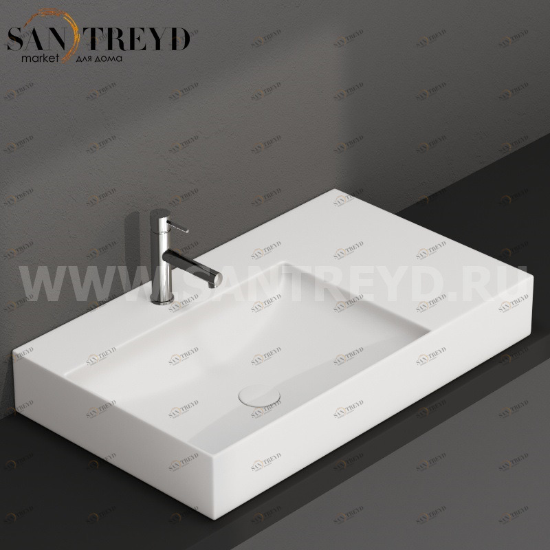 B6R80SBO Подвесная раковина настенная прямоугольная Ceramica Globo T-EDGE белая