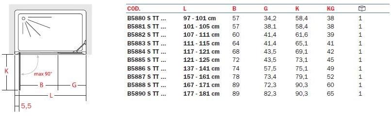 INDA® Прямоугольная душевая кабина из стекла с распашной дверцей Claire design B588…s/d-b575…0 - Вид №1