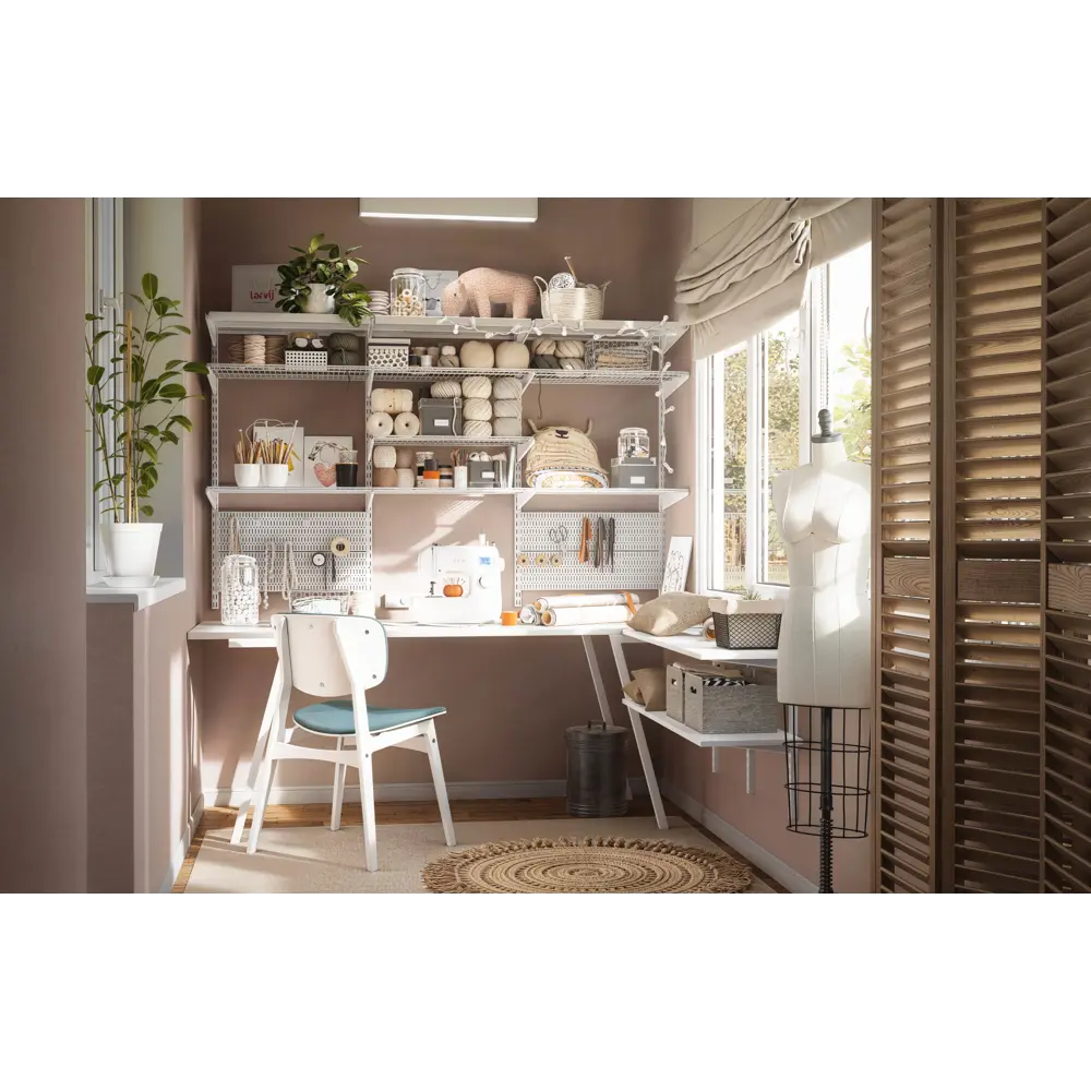 Рама для стеллажа Larvij 7 ярусов 56x43x75 см сталь цвет белый 15093385 STLM-2084922  - Вид №12