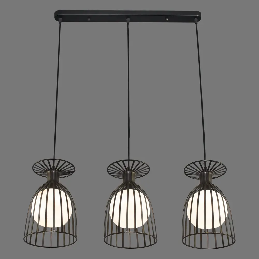 Люстра Лоск 3xE14x40 Вт, металл/стекло, цвет чёрный/белый/темное дерево MW-Light STLM-2205771 - Вид №1