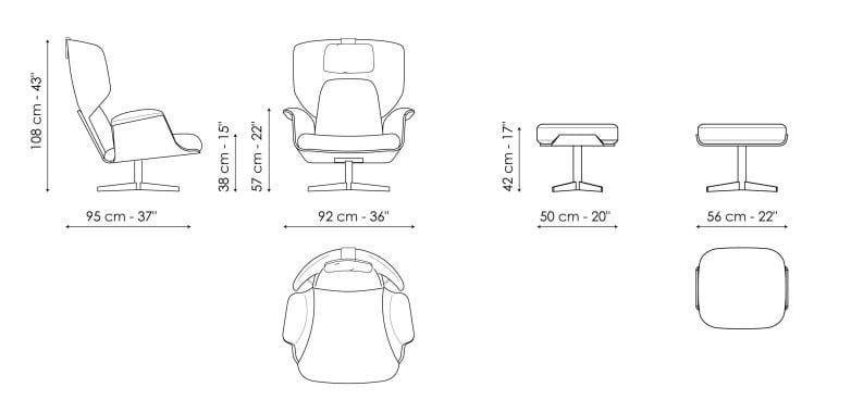 Тканевое вращающееся кресло с подставкой для ног BONALDO Olos ARCH-00073493 - Вид №6