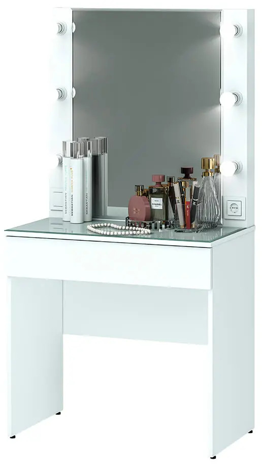 91331594 Туалетный столик с зеркалом BTS Мемори 80x155.50x46.40 см цвет белый STLM-1096481