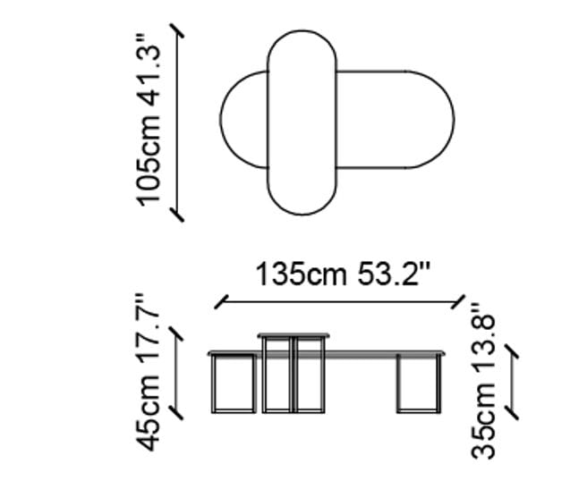Металлический и деревянный овальный журнальный столик NDESIGN румяна ARCH-00093225 - Вид №4