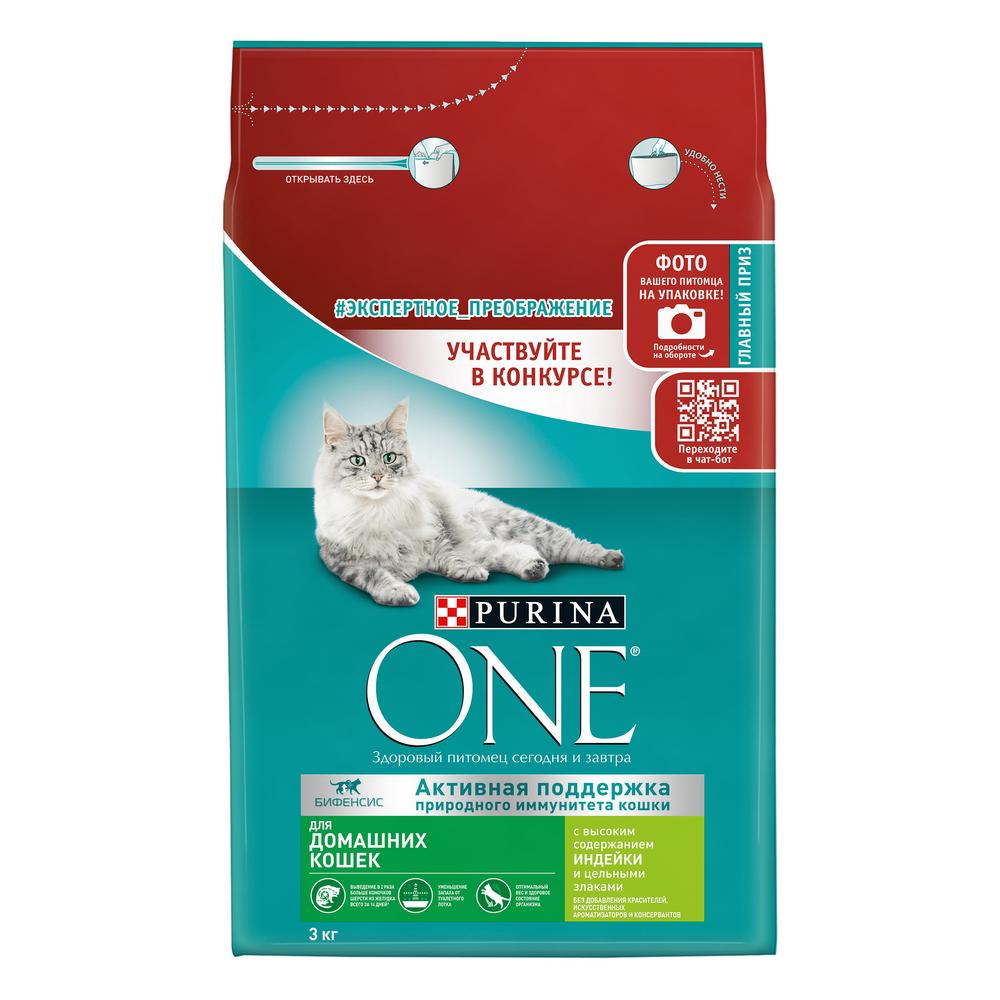 ПР0059654 Корм для кошек для домашних, индейка, цельные злаки сух. 3кг ONE  - Вид №13