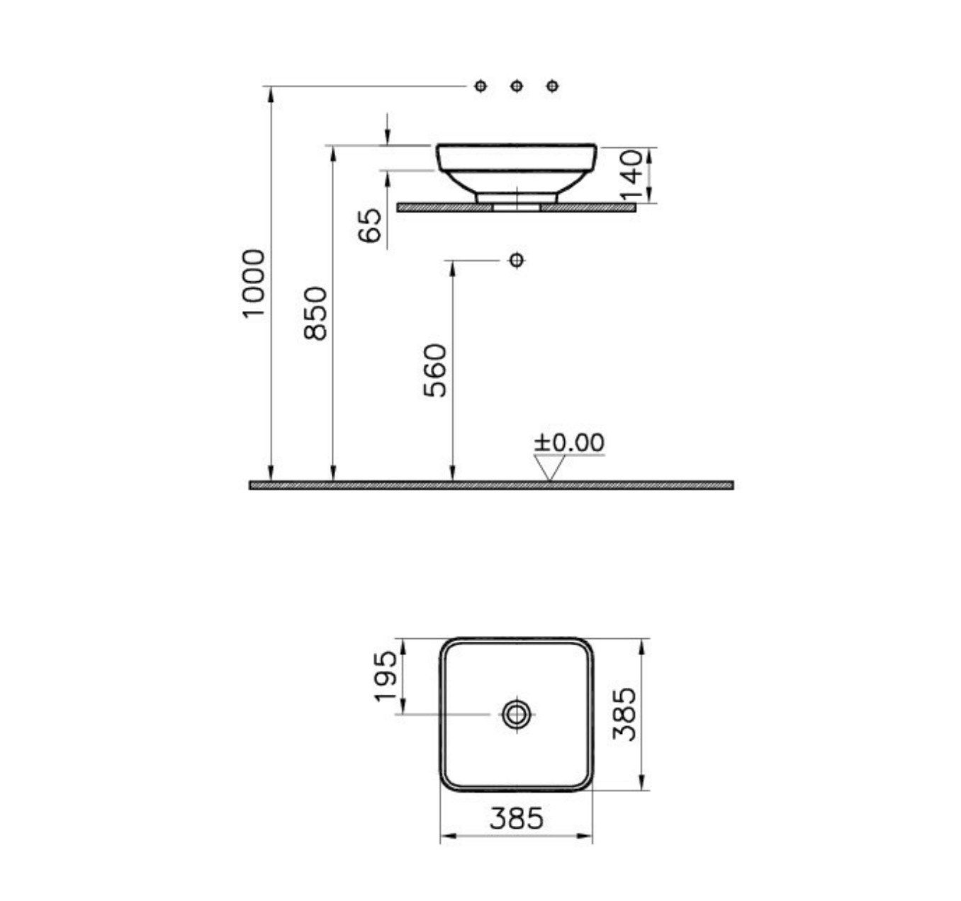 Керамическая квадратная столешница VitrA Bathrooms Water Jewels ARCH-00055933 - Вид №4