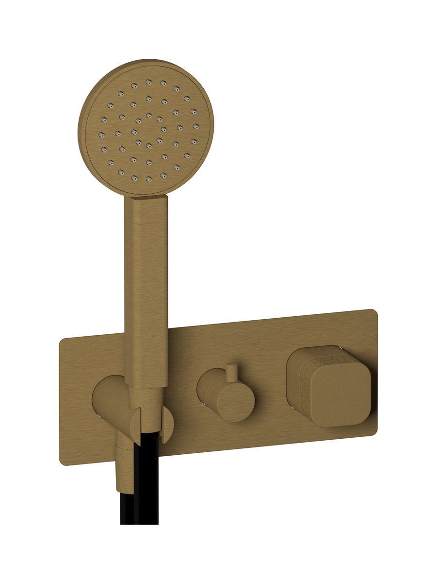 Прогрессивный настенный смеситель для душа на 3 потребителя со встроенным душевым гарнитуром. WE ARE IB eo314mb_2 Modern Bronze Elio