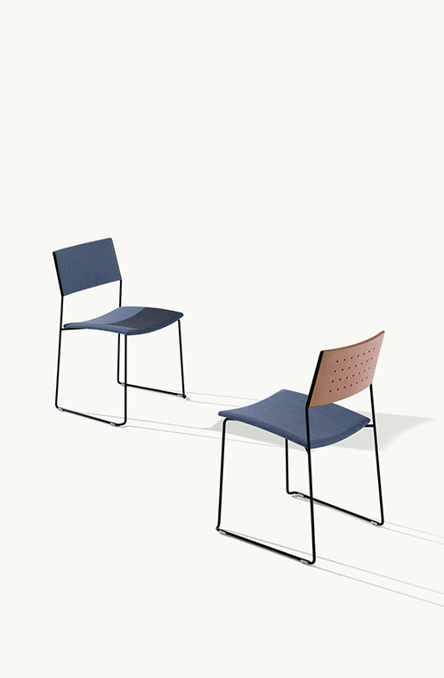 Duo 140 Стул с каркасом из стали, буком и / или обитыми сиденьем и спинкой. Et al. Duo