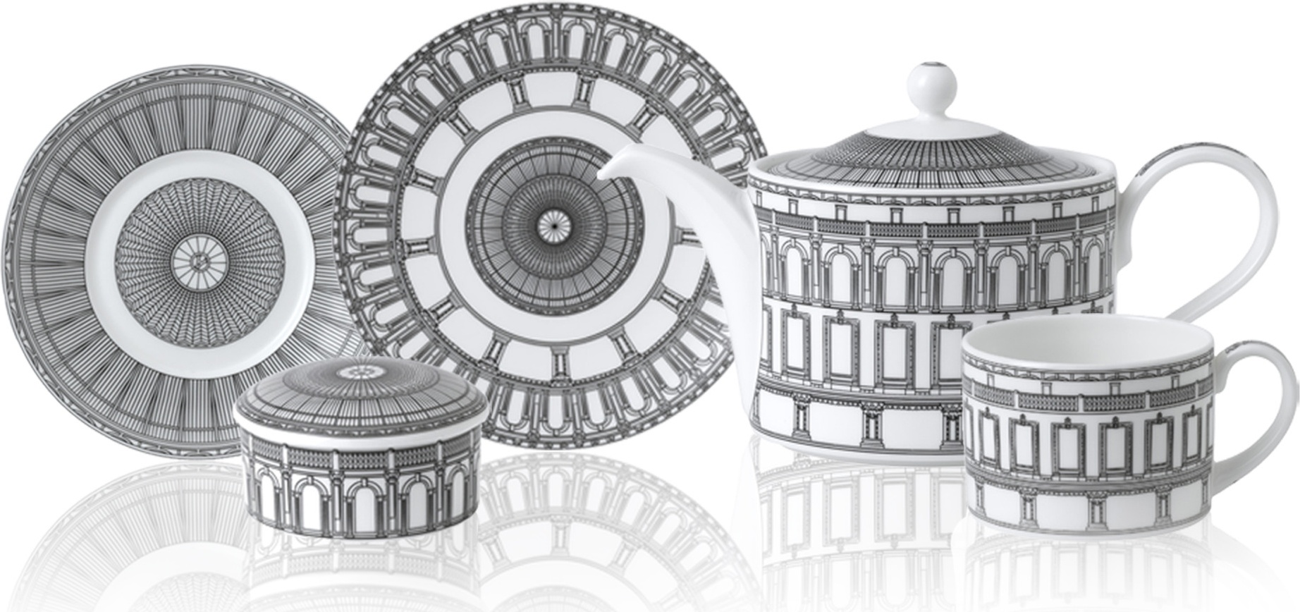 10672285 Royal Crown Derby Сервиз чайный Royal Crown Derby Альберт Холл на 6 персон 20 предметов, фарфор Фарфор 