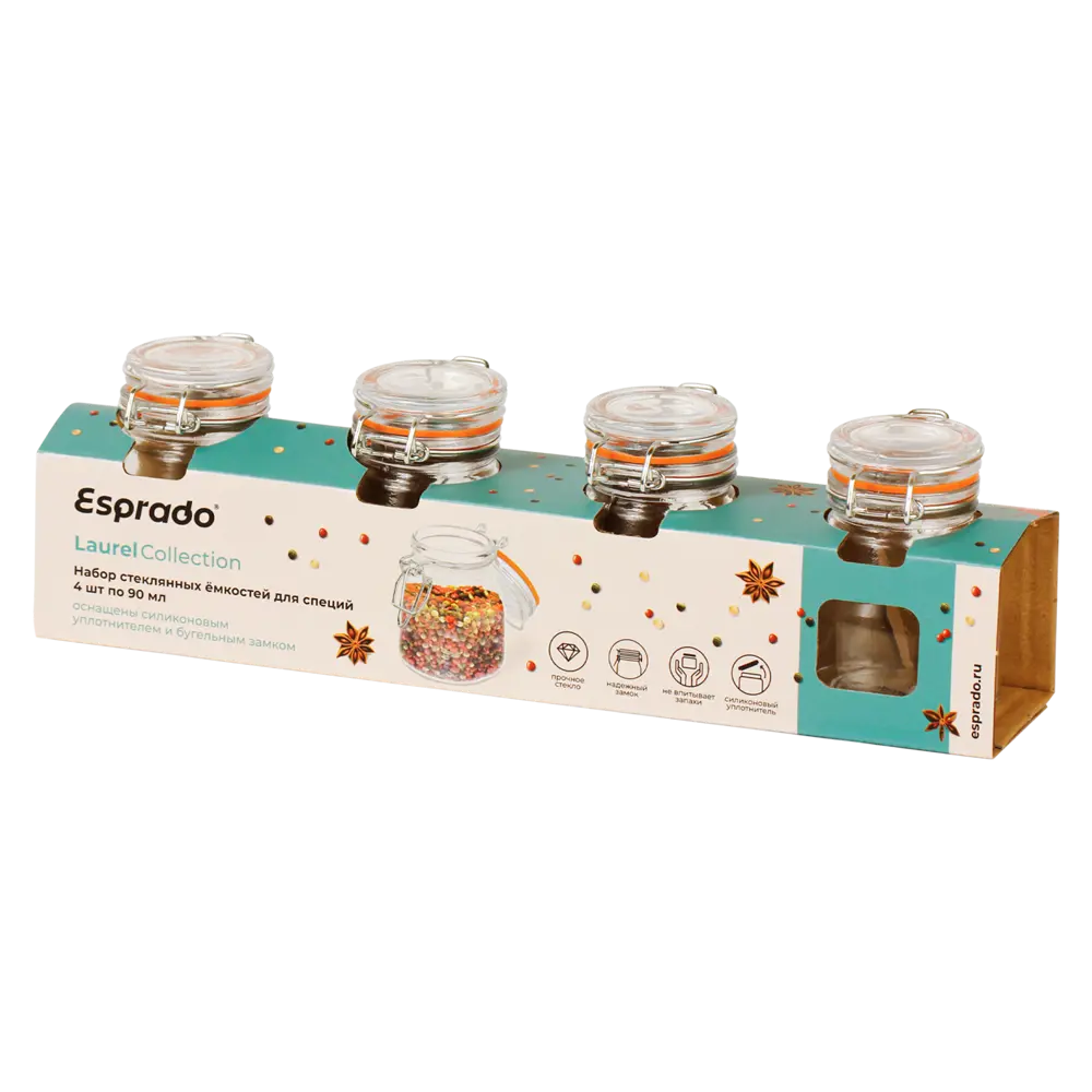 Набор банок для специй ESPRADO 4 шт, стекло 0.09 л 89398559 STLM-1329930 - Вид №2