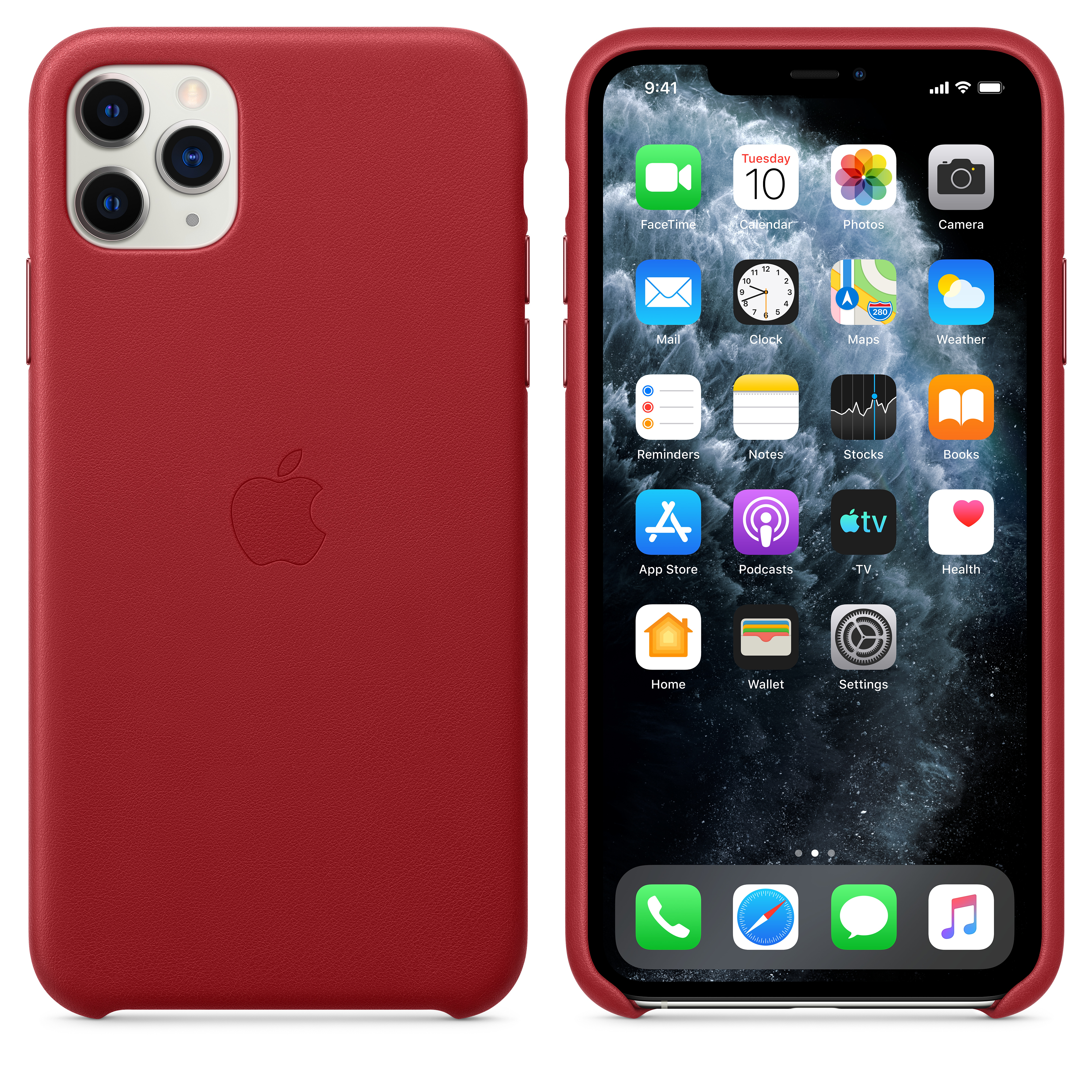 MX0F2ZM/A Iphone 11 pro max leather case - (product)red Apple Santreyd  - Вид №5