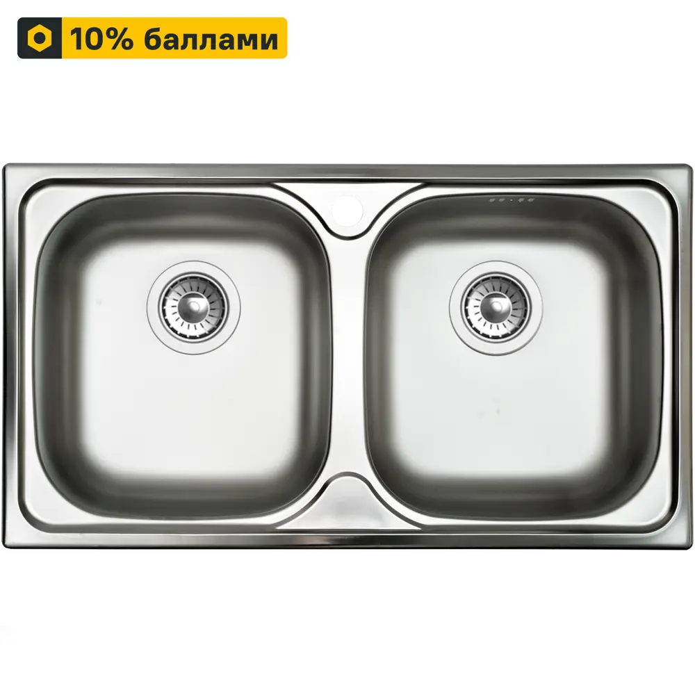 KROMRUS Двойная кухонная мойка 78×43,5 см с двумя чашами из нержавеющей стали 82261717 Мойка врезная STLM-0023485