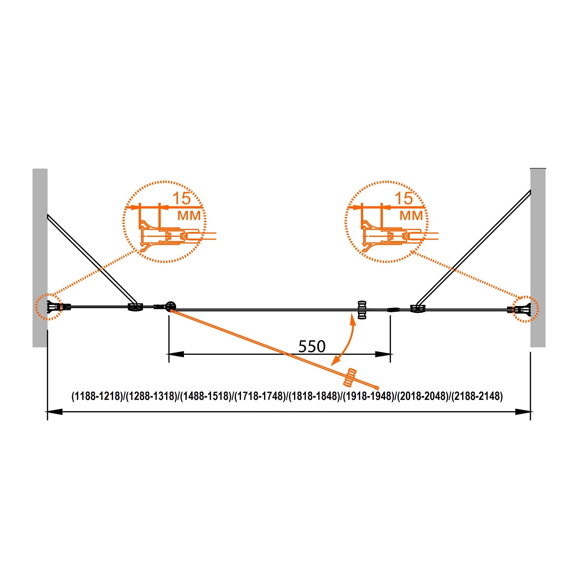 Душевая дверь в нишу CEZARES ROYAL PALACE-A-B-13-100+60/40-CP-Br - Вид №1