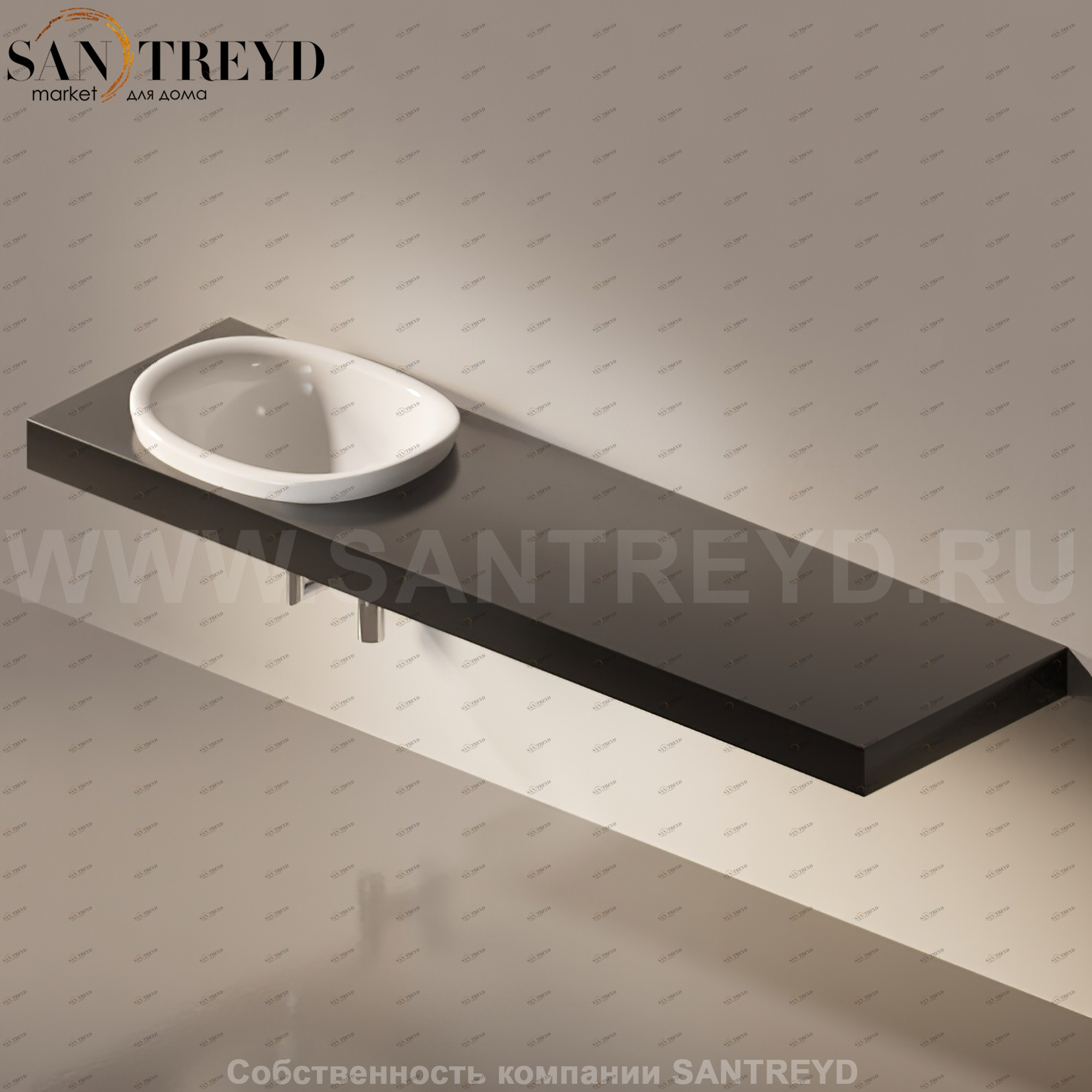 Flaminia IO e SI Столешница с отверстием под раковину от 80 до 250 см черная IO60M4.9017 Ceramica Flaminia IO60M49017