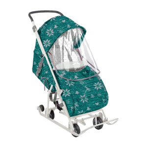YZ15 NIKA kids Санки-коляска комбинированная "Умка 3-1" с трансформируемым кузовом, зеленая Nika