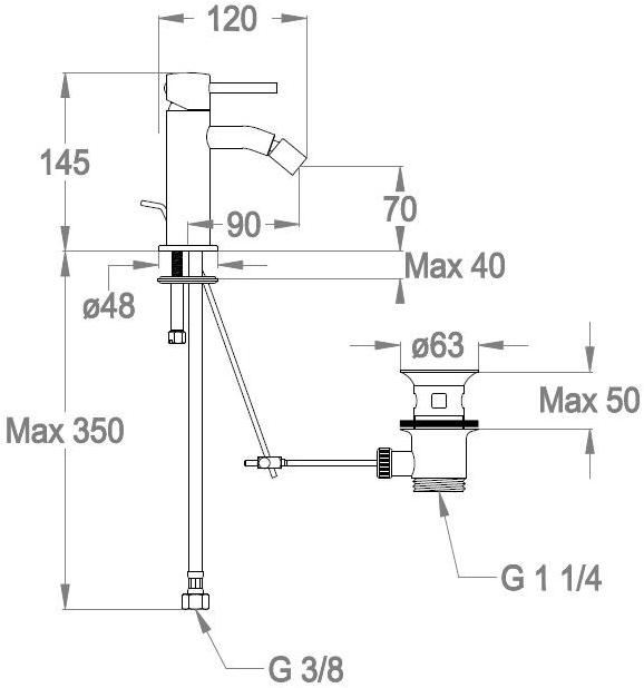 Fir Italia Смеситель для биде с регулируемым изливом Cleo 84 8421211 - Вид №1