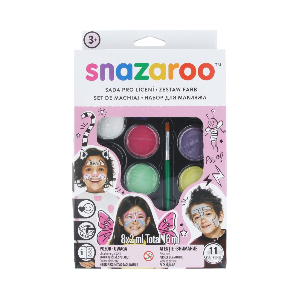 1180104/1172031 Набор грима кисть 8 цв. для девочек Snazaroo 