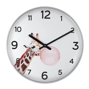 Часы настенные Troykatime Жираф круглые пластик цвет бело-розовый бесшумные ø30 см