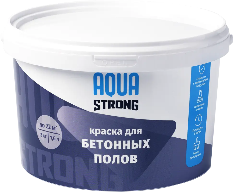 82356339 Краска для бетонных полов Aquastrong износостойкая матовая цвет белый 2 кг STLM-0025321