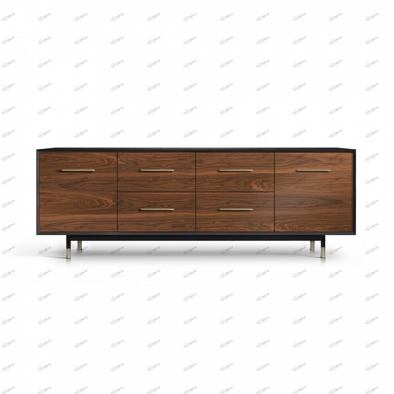 Тумба длинная с 4 ящиками американский орех Impala ACWD IMPALA 00-3981927 Коричневый 