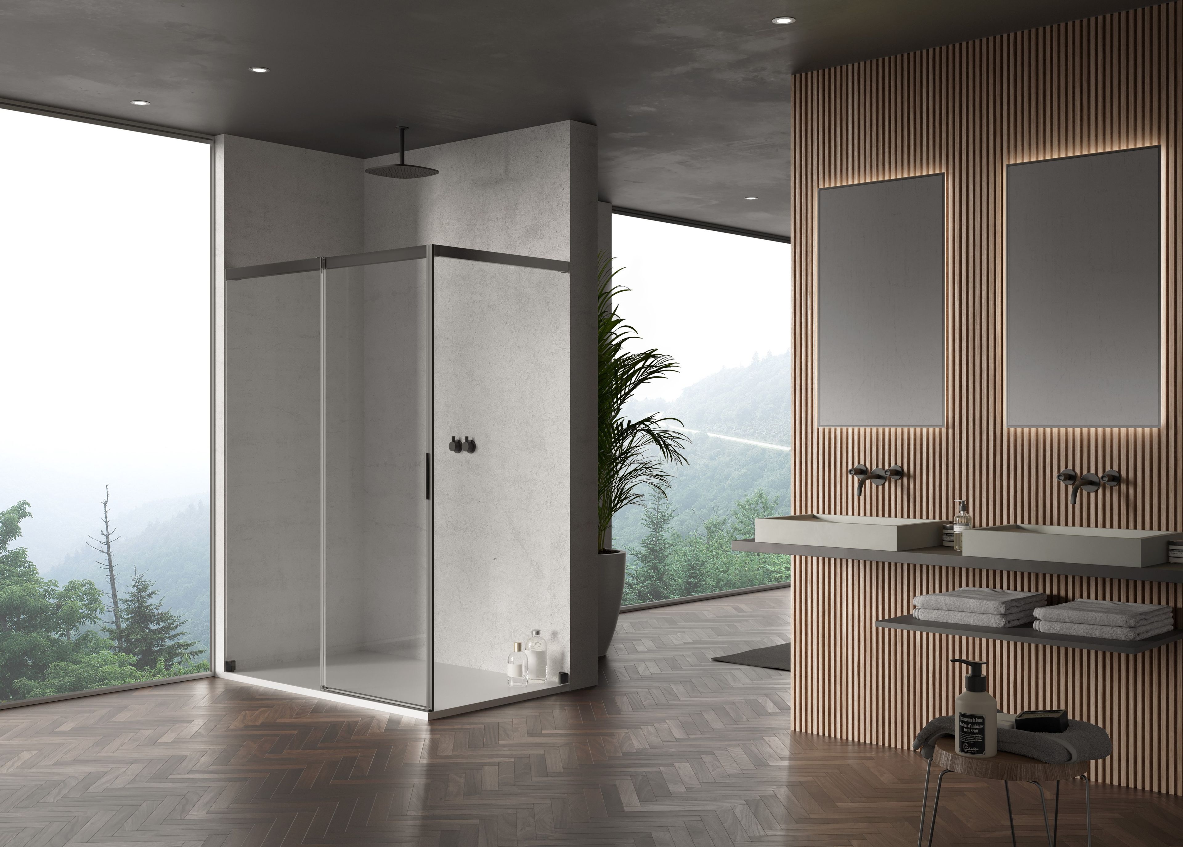 Алюминиевая и стеклянная душевая кабина с раздвижной дверью DUKA вода 5000 ARCH-00073626 - Вид №4