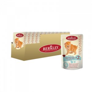 ПР0030568*12 Корм для котят №2 Фрикасе индейка с кусочками курицы и травами в соусе пауч 85г (упаковка - 12 шт) Berkley