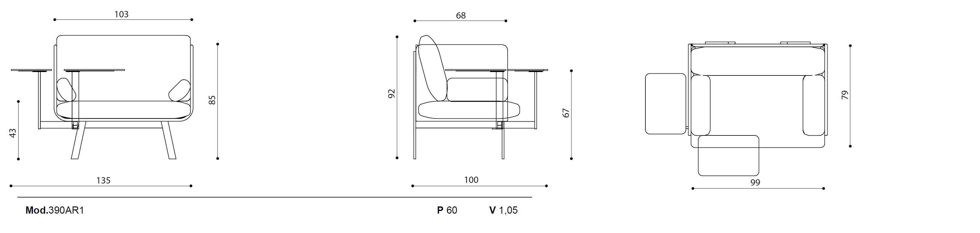 Кресло с подлокотниками для контракта Ares Line Privèe ARCH-00138790 - Вид №1