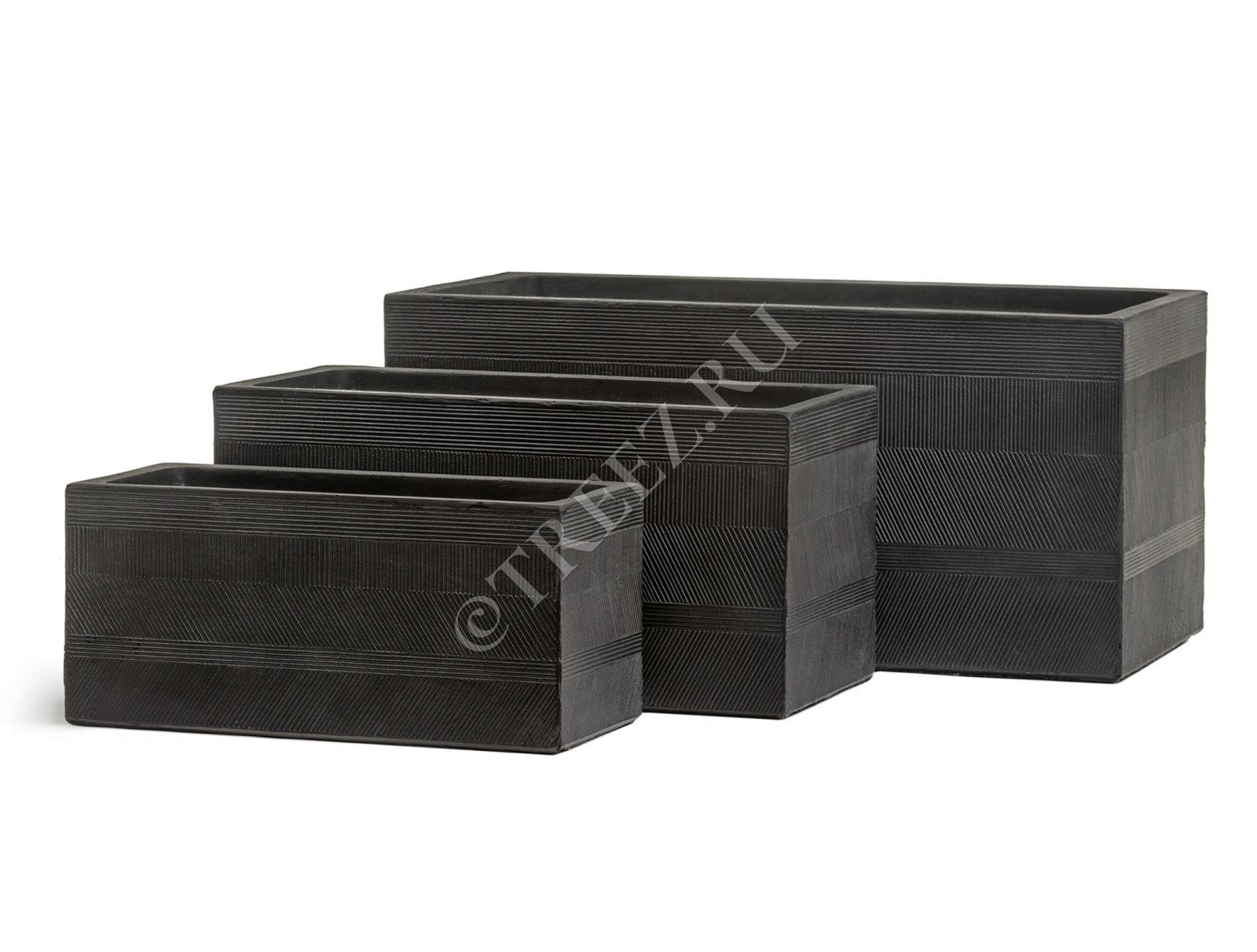 41.1019-0025-BLW-50 Кашпо  ERGO - серия Graphics - Низкий прямоугольник - Чёрный графит Цветочная коллекция 