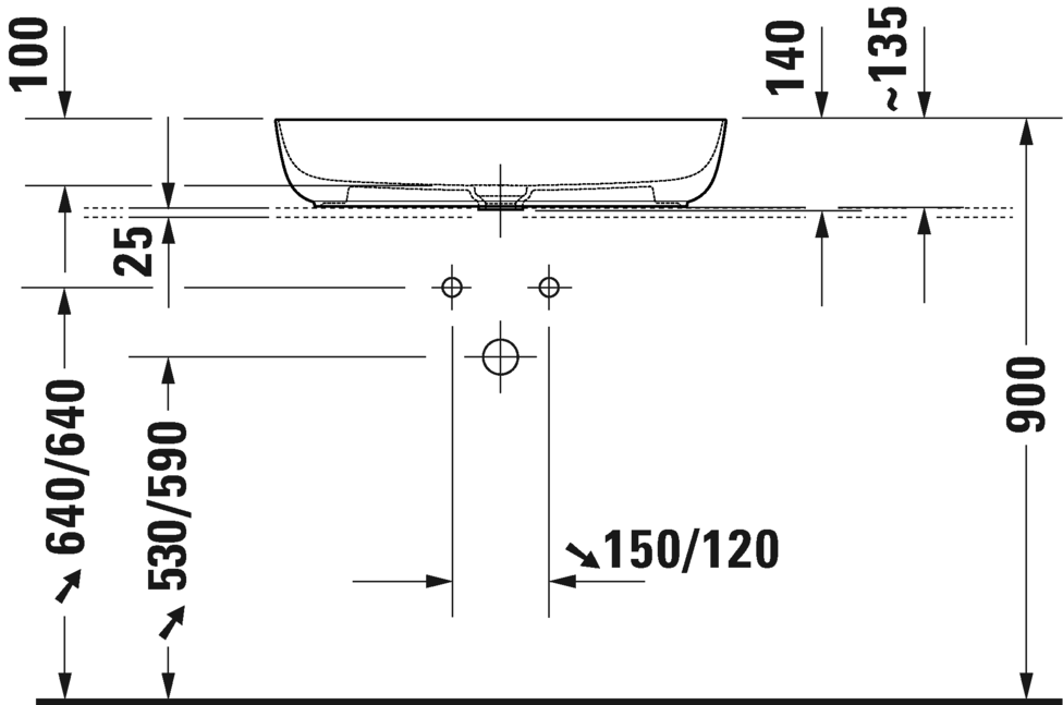 0379702100 Накладная раковина на столешницу  овальная Duravit Luv - Вид №3