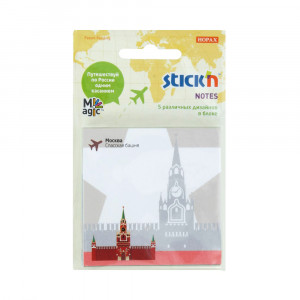 21703 Блок самоклеящийся бумажный Magic 70 г/м2 100 л. с рисунками Russia Stick`n