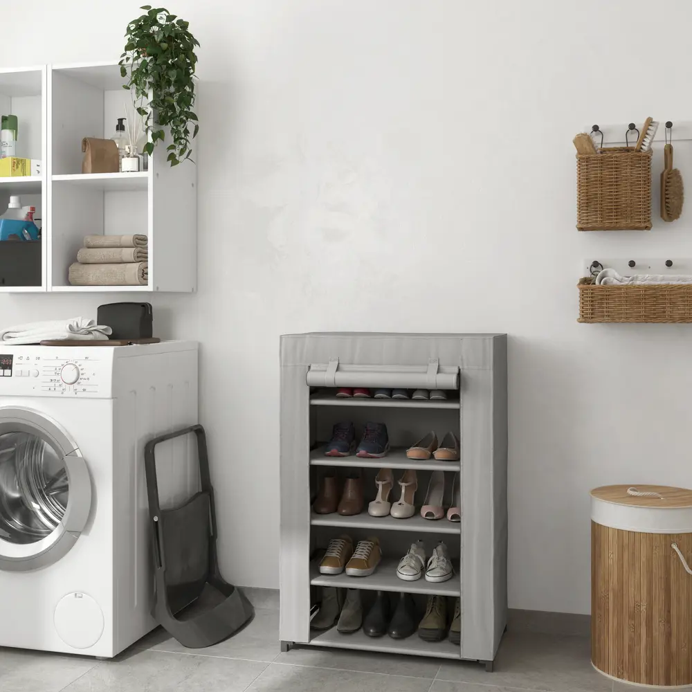 Стеллаж Spaceo для обуви с чехлом - 5 полок, серый 82762252 Стеллаж с чехлом STLM-0035666 - Вид №10