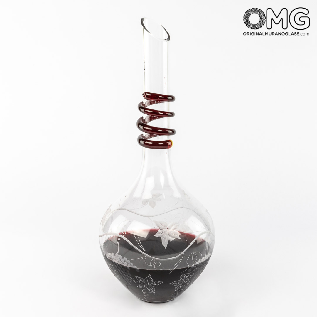 3498 ORIGINALMURANOGLASS Декантер Амароне с резным узором - муранское стекло OMG 15 см  - Вид №1