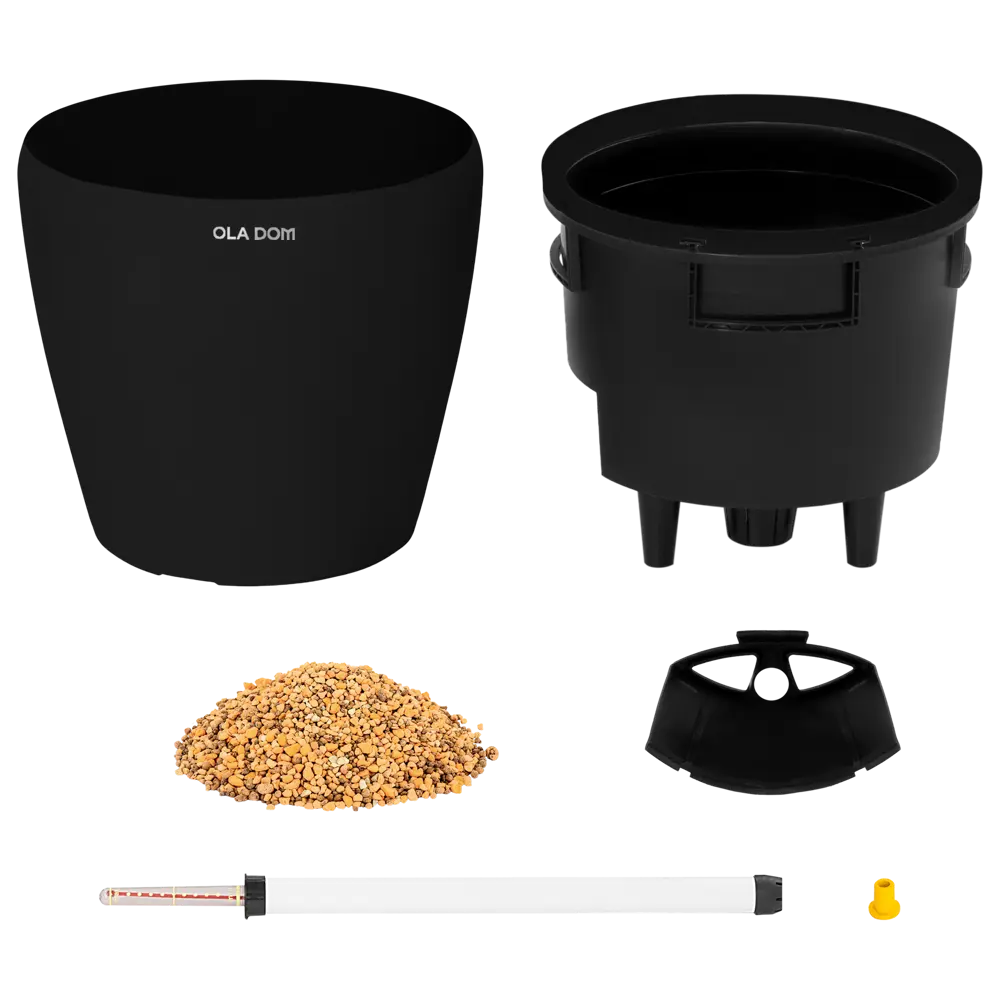 Кашпо Oladom Deluxe Ø43.5 h39.5 см v26 л пластик черный с автополивом Santreyd STLM-2052915 - Вид №1