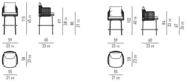 Minotti Высокий табурет с подставкой для ног Tape cord outdoor sun-id-1416343 - Вид №3
