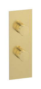 Комплект наружных частей термостата с дивертером на 2 потребителя - вертикальная прямоугольная панель с ручками Industria WE ARE IB eua611isnid1 Brushed Pale Gold Aqua