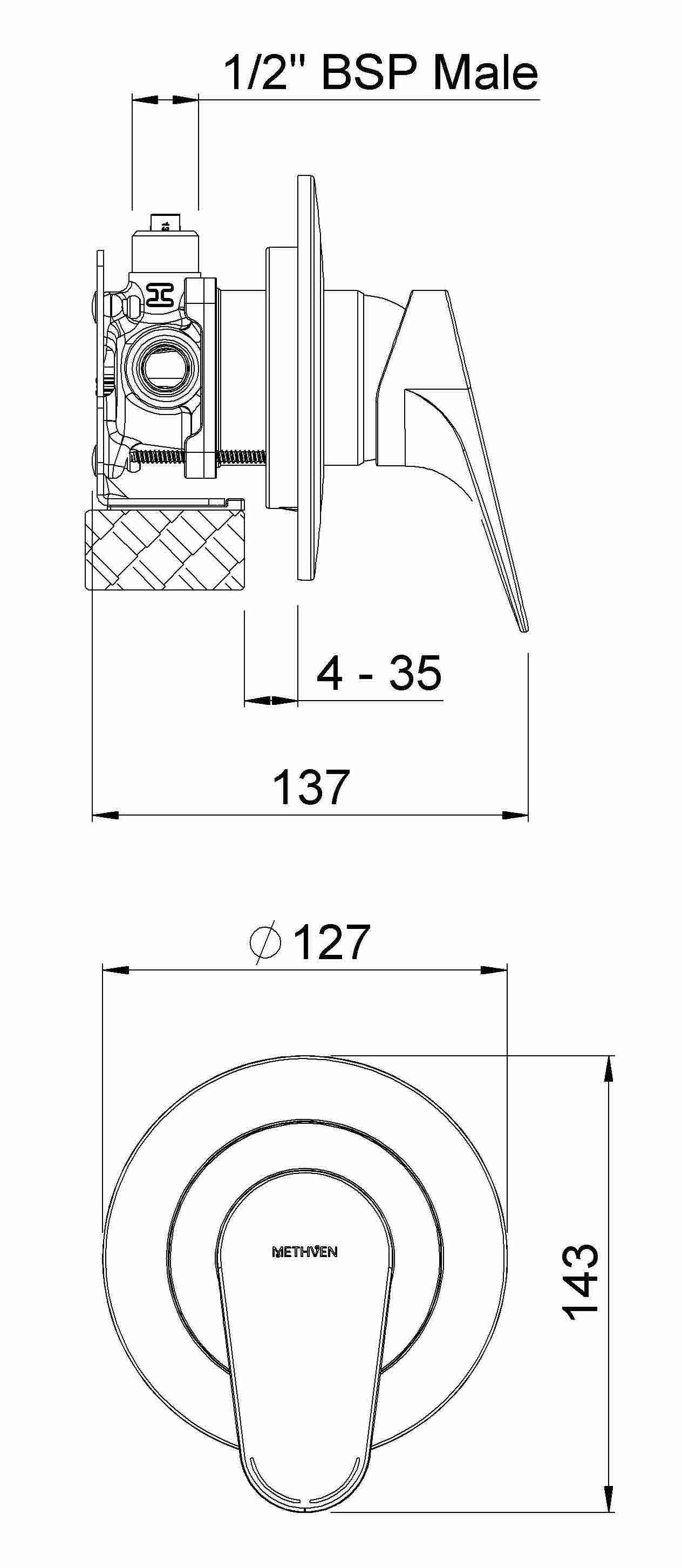 MAAPS2CP Смеситель для душа Maku с Fastflow II Methven - Вид №1