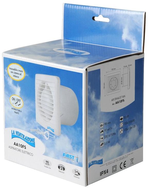 First Corporation Настенный осевой вентилятор с тягловым выключателем La ventilazione Aa12fs - Вид №1