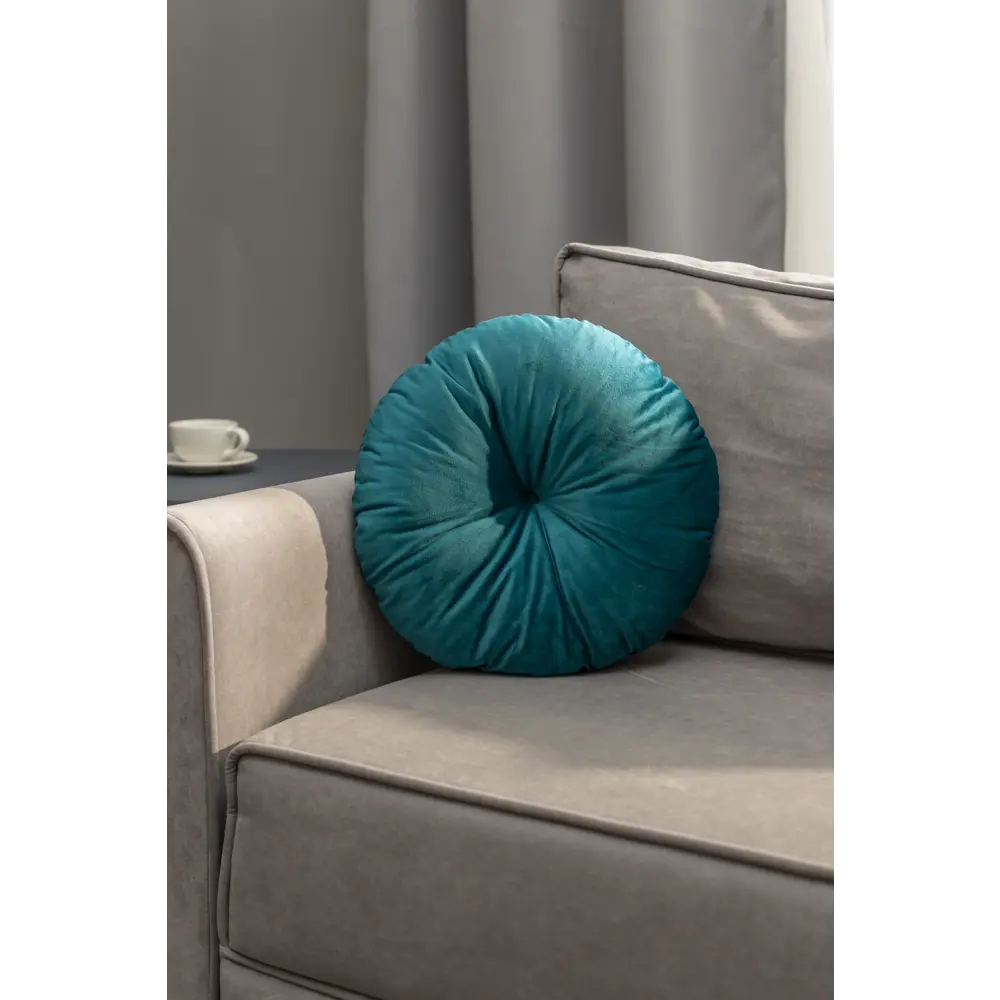 Подушка Бархат ø37 см цвет морская глубина LINEN WAY STLM-2018722 - Вид №3