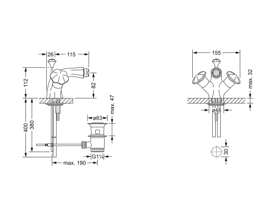 Смеситель для биде на одно отверстие ½“ JOERGER Florale 600.10.100.000 - Вид №1