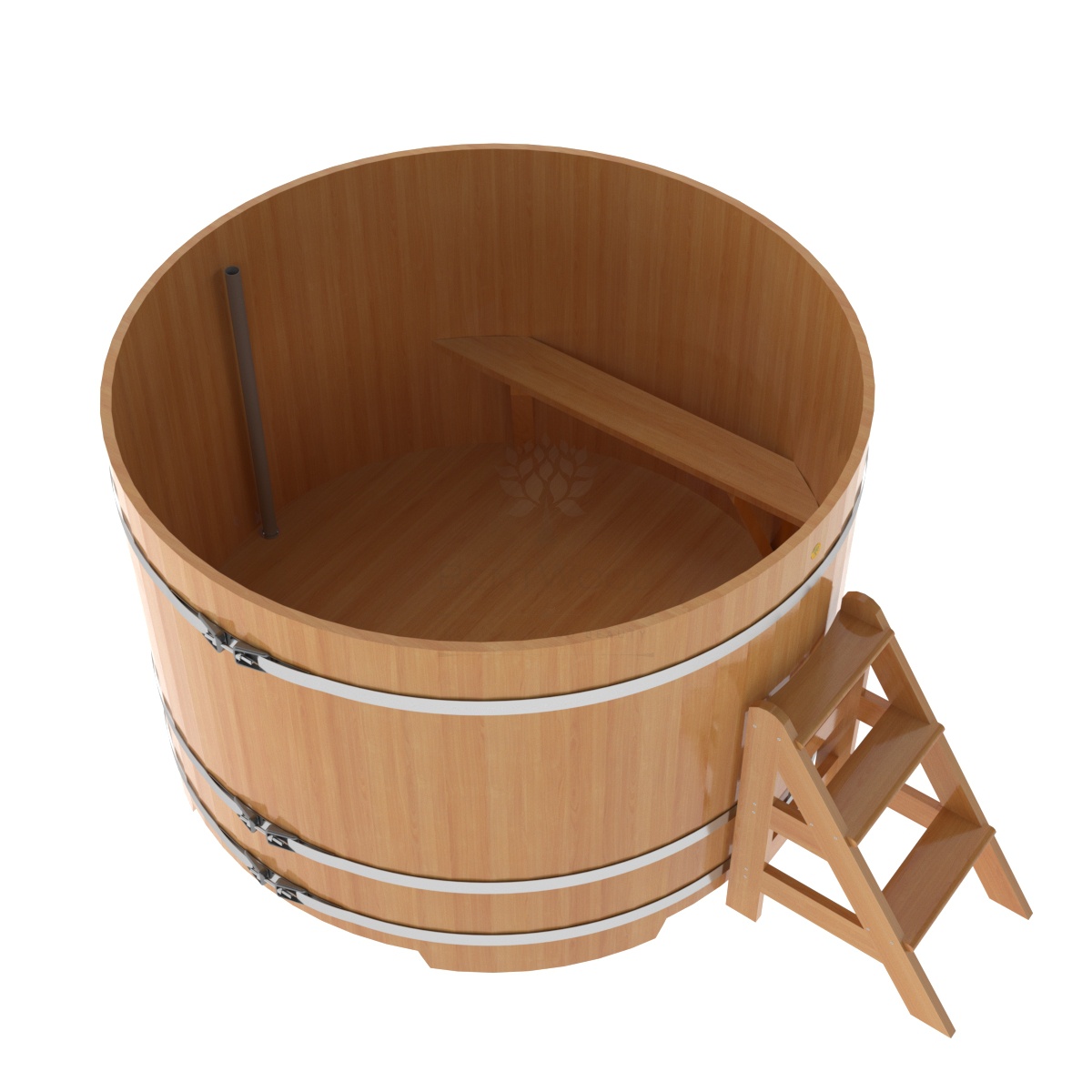 1216 Купель круглая из лиственницы d=1,80х1,2 натуральная премиум Alyarus  - Вид №1