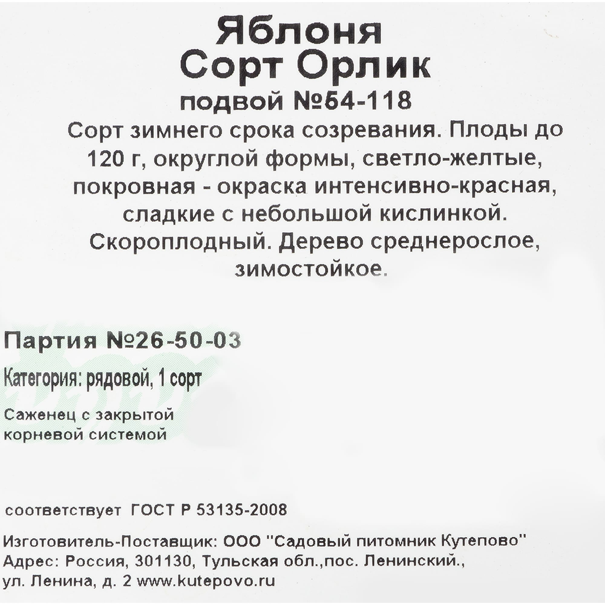 82237815 Яблоня «Орлик» С7 180 см Santreyd  - Вид №2