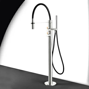 Смеситель для ванны глянцевая сталь с оранжевой ручкой Toki Radomonte PV2LCIL24