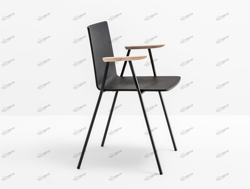 Pedrali Стул из стали и дерева с подлокотниками Osaka metal 5712