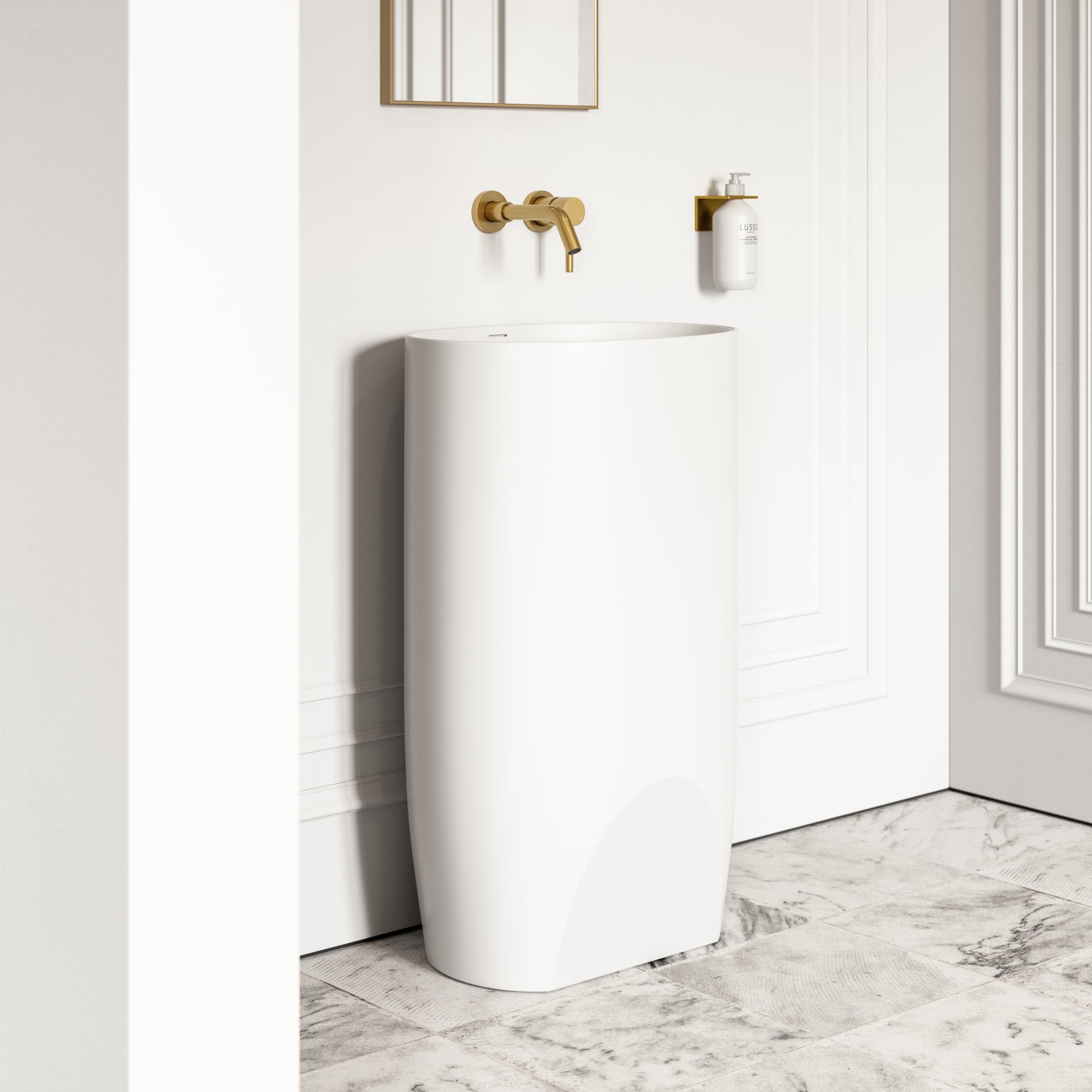 Овальная отдельно стоящая раковина из смолы с переливом LUSSO Cocoon ARCH-00063400 - Вид №5