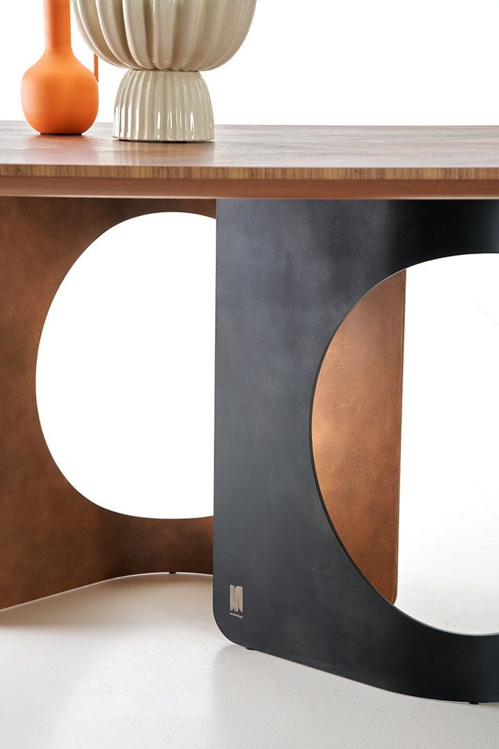 Стол с столешницей из ореха Canaletto Havana и окрашенной железной основой Modesign HOLE ARCH-00125849 - Вид №4