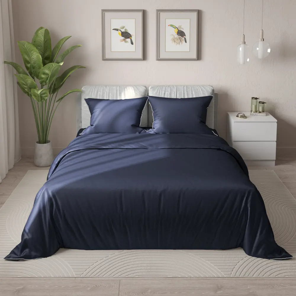 Комплект постельного белья Amore Mio Denim семейный тенсель синий 89426002 STLM-1577096